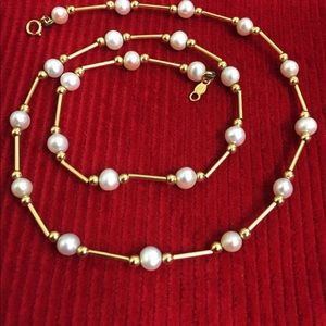 14k yellow Gold Artisan  Real pearls & beads.